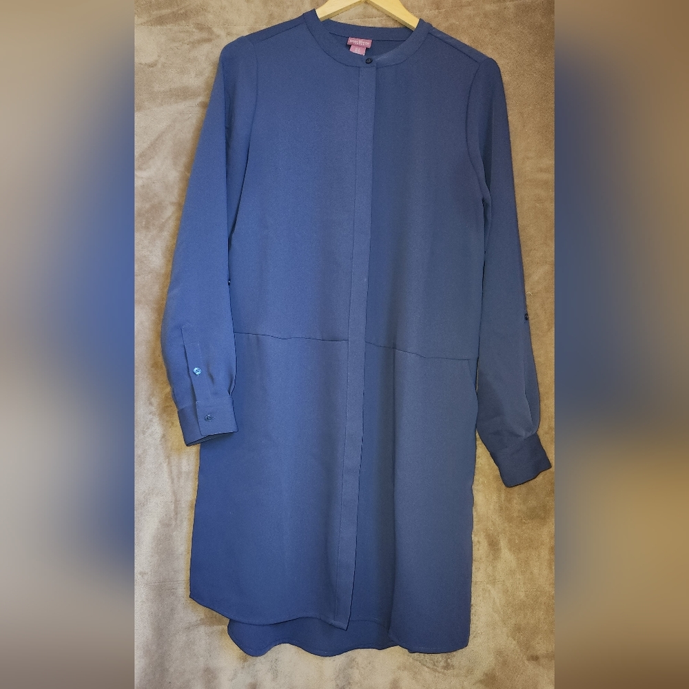 Savile Row Button-Up Long-Sleeved Blue Shirt Dress, Women's Size 6